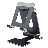 Handy-Ständer, tragbar, faltbar, Winkel, höhenverstellbar, stabiler Aluminium/Metall, iPad-Ständer für Schreibtisch, Dunkelg