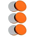 Polierschwamm Set 150mm Klett In Verschiedenen Härtegraden Und Setgrößen Polierschwämme Für Die Poliermaschine Polierpads Polierset Kletthaftend Gewaffelt Oder Glatt (Medium Orange, 6er Set)