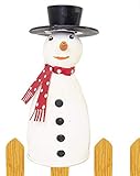 B2S BACK2SEASON Zaunfigur Schneemann Eisen Winter Zaundeko Zaunhocker weiß H=17