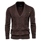 Sijux Herren Dicker Mantel Pullover Strickjacke Männliche Kleidung Baumwolle Strickpullover Kapuzenpullover Thermische Strickwaren,Braun,XL