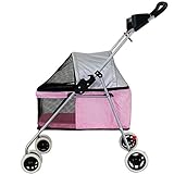 Dpliu Haustier Reisewagen Hund Pram Reise Tierwagen Kinderwagen Deaktivierte Hund Kinderwagen 2 Vordere Schwenkräder & Heckbremse 360 ​​° Rotation Vorderrad Max Laden 20kg