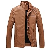 CIDCIJN Herren Lederjacke - Männer Winter Leder Wildleder Jacke Mode Motorradjacke Männlich Slim Fit Reißverschlüsse Schwarz Männer Slim Soft Fit Ledermäntel Big Size 6XL, Gelb, 3XL