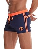 Arcweg Badehose Herren Eng Kurz Badeshorts mit Tunnelzug Schwimmhose Wassersport Kurze Hose UV Schutz Jungen Schwimmwear Orange M(EU)-MarkeGröße L