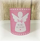 4 x Windlicht Tischlicht Tischdeko Transparentpapier Taufe Geburtstag Jugendweihe Kommunion Konfirmation Engel Schutzengel rosa pink