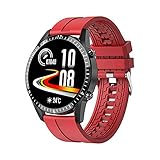 Herren Smart Watch, Bluetooth Anrufannahme Herzfrequenz Fitness Tracker Uhr, IP67 wasserdichte Edelstahl Sportuhr für Android IOS-Silik