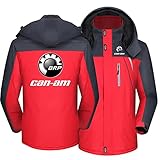XPRINT Herren Jacke Mountain für Can-Am Druck Wasserdicht Ski Schnee Winter Winddicht Outdoor Klassische Jacke Mäntel Sport Windjacke Outwear(Color:Red,Size:Large)