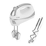 ICQN Handrührer | Hohe Motorleistung | 700 Watt | 5 Geschwindigkeitsstufen mit Turbofunktion | 2 Schneebesen und 2 Knethaken aus Edelstahl | Elektrisches Handmixer Set | Handrührgerät | Weiß/G