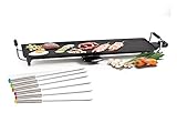Teppanyaki Grill XL mit 6 Teppan Yaki Gabeln, Tischgrill Elektro Grill mit herausnehmbarem Fettauffangbehälter, 1800 Watt, antihaftbeschichtete Grillp