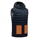 Beheizte Weste Herren Damen Waschbar - Herren Weste Mit Kapuze Slim Fit Outdoor Steppweste Winterjacke Heizweste USB Beheizbare Jacke Winter Ärmellose Weste Heated Jacket für Outdoor Sk