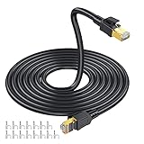 Cat 8 Netzwerkkabel 10m mit Clips (40Gbps 2000MHz) CABNEER Gigabit Ethernet Kabel S/FTP Schirmung Hochgeschwindigkeit Lan Kabel Kompatibel mit Modem Router Switch PS3 PS4