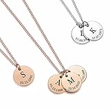 TMT Personalisierte Kette Mit Buchstaben (silber & rosegold) Mutter Tochter Kette Mit Gravur Geschenk Mama Geburtstag Initialen Kette Familienk