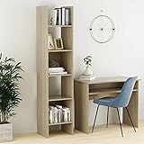 Bücherregal Morden Bücherschrank Display Regal & Raumteiler, dekoratives Aufbewahrungsregal für Wohnzimmer Bücherregal Sonoma-Eiche 40x35x180 cm Spanp