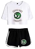 YIMIAO Riverdale Southside Serpents Damen Mädchen Set Sport Anzug T-Shirt Shorts(M)