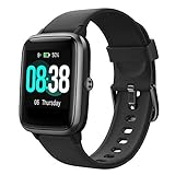 YONMIG Smartwatch, Fitness Armband Tracker Voller Touch Screen Uhr Wasserdicht IP68 Armbanduhr Watch Uhr mit Schrittzähler Pulsmesser Stoppuhr Sportuhr Bluetooth für iOS Android Damen H