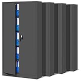 4er Set Aktenschrank C001 Metallschrank Stahlschrank Werkzeugschrank Büroschrank Lagerschrank Universalschrank Pulverbeschichtung Flügeltüren 185 cm x 90 cm x 40 cm (anthrazit/anthrazit)