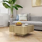 Atlojoys Couchtisch, Beistelltisch, Schminktisch, Sofatisch, Wohnzimmertisch, Fernsehtisch, Sonoma-Eiche 60x60x31,5 cm Spanp