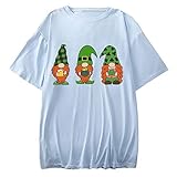 Tshirt Damen Oversize Sommer Kurzarm Tee Tops mit Aufdruck Gnom Rundhals Basic Oberteile Damen Lose Lässige Schönes Tunika Bluse Streetwear Mode Lustiges Kurzarmshirt Laufshirt für St. Patricks Day