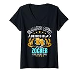 Damen ICH BIN DER ZOCKER DIE GEILE SAU! - ZOCKER GAMER BIER SPRUCH T-Shirt mit V