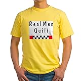 CafePress – Real Men Quilt T-Shirt – 100% Baumwolle Gr. M, gelb