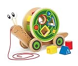 Hape E0349 Schnecke Ziehspielzeug |Preisgekrönt Kleinkind Schiebe- und Ziehspielzeug aus Holz mit abnehmbarem Schneckenhaus und buntem Formensortierer, lustiges Lernspielzeug fü