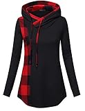 VAFOLY Damen Sweatshirt, Winterpulli Wintermantel Übergangsjacke Lässig Langarm Blouson Jacke Rollkragen Fahsion Schmetterling für Frühling, Herbst,Winter(Rot-schwarz,M)