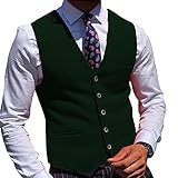BYLUNTA Schwarz Business Herren Anzug Tweed Weste Herringbone V-Hals Vintage Pflegemann Retro Wolle Party S-3XL(Armeegrün,XXL)