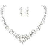 EVER FAITH® österreichische Kristall elegant Halskette Ohrring Schmuck Set Silber-Ton N00476-2