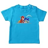 Okiwoki Baby-T-Shirt, schwarz, Parodie Flash – Flash, Sonic, Bip und Speedy Gonzales – Englische Übersetzung (hochwertiges T-Shirt – bedruckt in Frankreich), türkisblau, 86