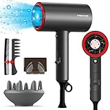 Manwe Föhn Professionell Haartrockner Ionen Technologie Fön Faltbar Haarfön Hair Dryer [1800 Watt, Ionenpflege, 3 Heiz- & Abkühlstufe - inkl. Diffusorr & 2 Haarkämme]