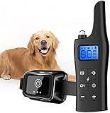 Dog Collar , Dog Collar Rechargeable Vibration Collar Bell Stopper Remote Control 2700 Feet IP7 Waterproof with LCD Display Buzzer/Vibration/Shock Adjustab