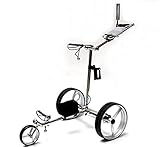 Caddy1 Edelstahl Elektro Golf Trolley S85 mit Fernbedienung 2 x 300 W Motor Lithium Akku E-Trolley Motorbremse leicht Golfwagen Golfcaddy E-Kart Golfwag