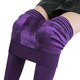 UKKD Leggings Winter-Gamaschen-Frauen Plus Größen-Gamaschen Warm Velvet Leggings Mit Hohen Taille Feste Hosen-Frauen-Gamaschen,Lila,M