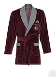 Kurzer Morgenmantel für Herren RE-111 Velour Bademantel - Bordeaux C1 - Gr. M