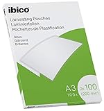 Ibico Laminierfolien, A3, 100er Pack, Glänzend, Transparent, Folienstärke 2 x 100 mic, 627320