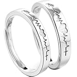 AmDxD Antragsring 925 Sterling Silber, Ringe Herzschlag, Schmuck Geschenke für Frauen/Her/Mädchen/Ehefrau/Mutter/Freundin, Weißgold, Damen Schmuck