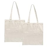 LEMESO 2X Baumwolltasche Jutebeutel Unbedruckt Einkaufstaschen Leinen zum Bemalen Langer Henkel N