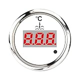 Fltaheroo 52Mm Digitale Wassertemperaturanzeige 0-120 Celsius Universal Wassertemperaturmesser Anzeige Rote Hintergrundbeleuchtung mit Alarm WEII