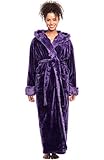 Alexander Del Rossa Damen Warm Fleece Robe mit Kapuze Lang Kunstfell Plüsch Bademantel - Violett - 3X-4X