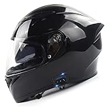 Smilfree Integral-Motorradhelm Mit Bluetooth DOT/ECE-Zertifizierung Bluetooth Integrierter Integral-Doppelscheiben-Antikollisionshelm Herren- Und Damen-R