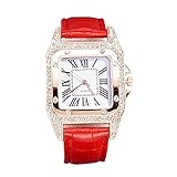 Uhr Damen Armbanduhr Damenuhren Quarzuhr Watch für Frauen Damen, Neue Elegante beiläufige Klassische quadratische Art-und Weiseuhr-Quarzuhr-Trend-weibliche Uhr Mädchenuhr D