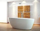 ECOLAM exklusive freistehende Badewanne Standbadewanne moderne Wanne freistehend Goya + Ablaufgarnitur Click Clack Design Mineralguss 142x62 cm glamour weiß