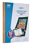 Laminierfolien A3 MATT 60 St, 150 Micron, Abgerundete Ecken, Laminiertaschen, Folien zum Laminieren, Laminierfolien DIN A3 Top Qualität - Abwischbar Langlebig (DESKit - Premium Qualität)