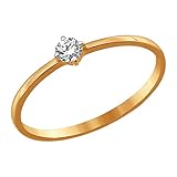 SOKOLOV Jewelry schmaler 585 Gold Damen Ring mit Zirkonia Stein I feiner Ring Damen Verlobungsring Gold I Exklusiver Ehering I Designer Damen-Schmuck I zarter Rot-Goldring mit Zirkonia (17)