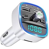 Cocoda Bluetooth FM Transmitter für Auto, Blaue Umgebende Leuchte Drahtloser Radio Kfz-Empfänger Adapter mit Freisprecheinrichtung, Dual USB Ladegerät für GPS-Geräte, Handys, SD-Karte, USB-Disk