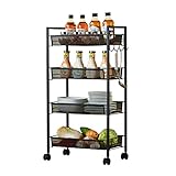 HYY-YY Küchenregal mit 4 Ebenen, für Gemüse und Obst, mobiler Trolley (schwarz, 84 x 45 x 26 cm)