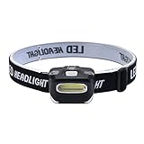 QWERT COB Mini Stirnlampe 3 Modi Keine Batterie Joggen Kopflampe LED Leicht Scheinwerfer Taschenlampe Lauflampe Für Laufen Wandern Camping Angeln Outdoor (Schwarz)