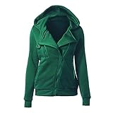 PRJN Damen Hoodies mit diagonalem ReißverschlussDamen Sweatshirts Freizeitjacken Flauschige Strickjacke einfarbiger Reißverschluss warme Hoodies Jacken übergroße Jacken Hoodies Winter Kapuzenjack