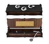 Gök-Türk Box Schatulle MIT Gravur aus Holz Handgemacht & Tesbih Gebetskette '3 Hilal' Tugra Wolf Bozkurt, ColorName:mit G