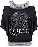 Queen Crest Logo Frauen T-Shirt schwarz/grau S 95% Viskose, 5% Elasthan Band-Merch, B
