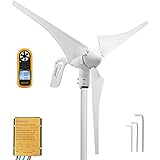 Pikasola Windturbine Generator 400W 12V mit 3 Klingen 2,5m/s Niedrige Windgeschwindigkeit Startwindturbinen mit Laderegler, Windmühle für Z